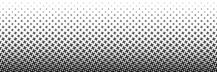 horizontal black halftone of semicircle design like a propeller for pattern and background.