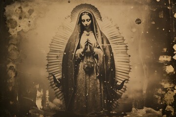 Mother Mary. Photo in old color image style.
