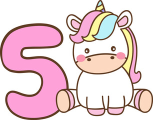 Unicorn birthday number five