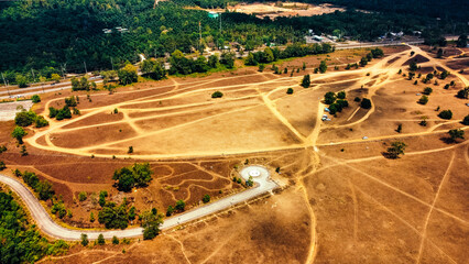 mountain grass in dry season The grass is dry in Ranong. Provinces in the south of Thailand, provinces that are famous for tourism.