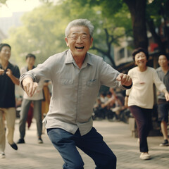 Obraz premium Senior Asian people on street