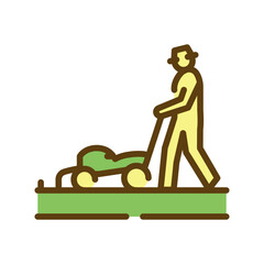 Lawn mowing color line icon. Garden service.