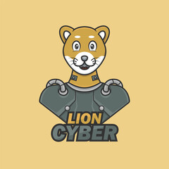 Lion cyber robot mascot logo icon machine