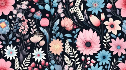 Badkamer foto achterwand Colorful Floral_seamless pattern boho bohemian style paintbrush pastel color © Rames studio