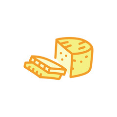 Sour milk cheese slice sign сolor line icon. Pictogram for web page.
