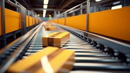 A conveyer system for packages.generative ai
