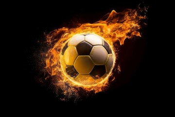 Naklejka premium Soccer ball explosive energy. Generate Ai