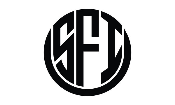SFI shield in circle logo design vector template. lettermrk, wordmark, monogram symbol on white background.
