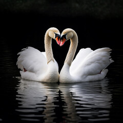 Obraz premium two swans on the lake