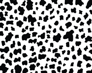 Abstract animal skin cow seamless pattern design. Black and white seamless camouflage background.