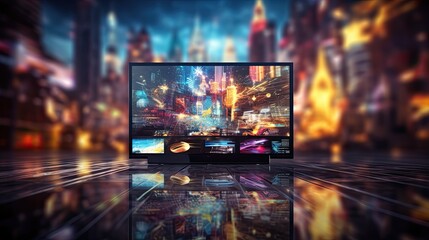 TV screens and selection of TV channels. Generative AI