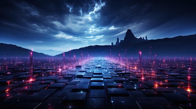 Futuristic alien planet. Generative AI