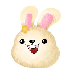 Easter bunny rabbit,Rabbit head,bunny,easter,watercolor,cartoon character,cute,icon ,vector, illustration,hand drawn