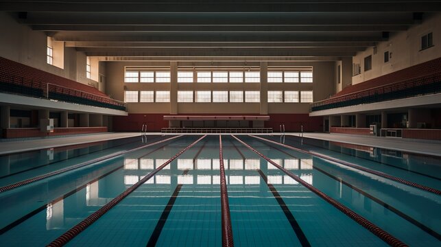 Olympic swimming pool made with Ai generative technology, Property is fictional