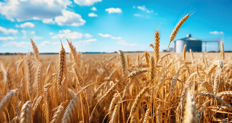 AI generated image of golden grain and silo