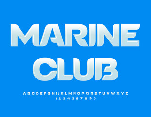 Vector creative icon Marine Club. Elegant White Font. Modern set of Alphabet Letters, Numbers and Symbols