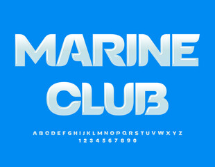 Fototapeta premium Vector creative icon Marine Club. Elegant White Font. Modern set of Alphabet Letters, Numbers and Symbols