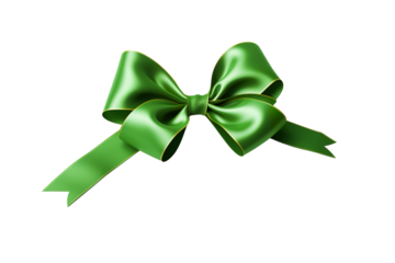 A green Christmas ribbon on a white background PNG