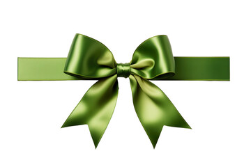 A green Christmas ribbon on a white background PNG