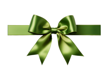 A green Christmas ribbon on a white background PNG