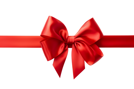 A red Christmas ribbon on a white background PNG