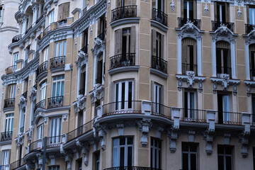 Detalles Arquitectónicos de edificio  en la Gran Vía de Madrid