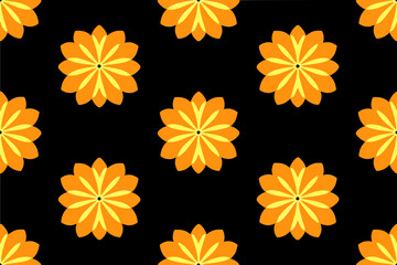 Amaryllis flower dark vector art seamless pattern