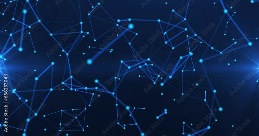 Wall mural abstract futuristic background with plexus of lines, dots and triangles, digital technology, big dat
