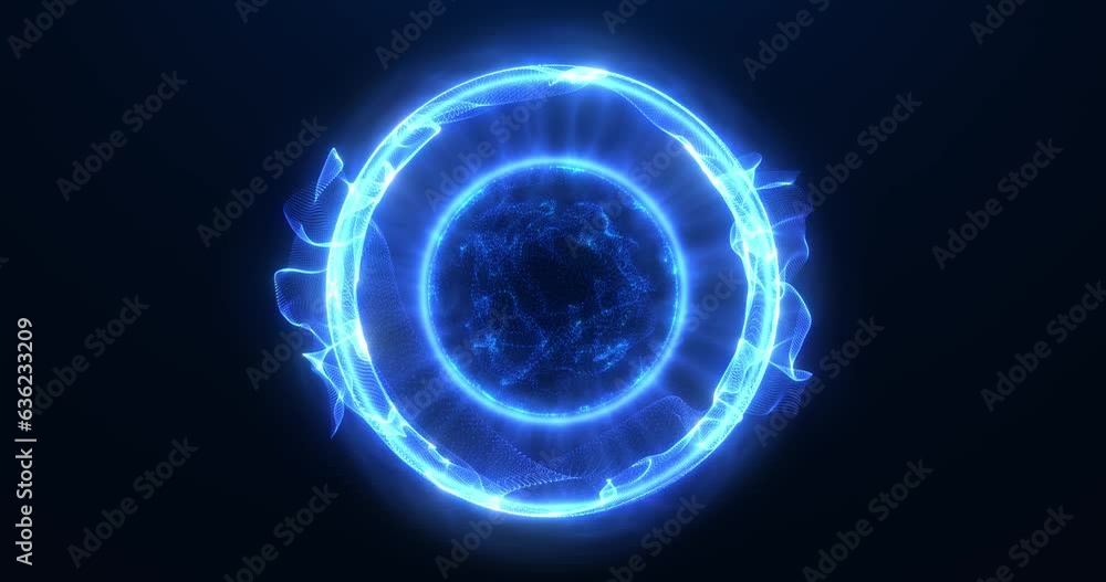 Aufkleber abstract glowing sphere, energy ball shines brightly with rays of light, magic waves from particles 