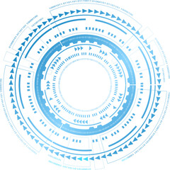 Technological circular element. Vibrant blue technological circle on clean white backdrop: a symbol of innovation, modern design, and digital progress