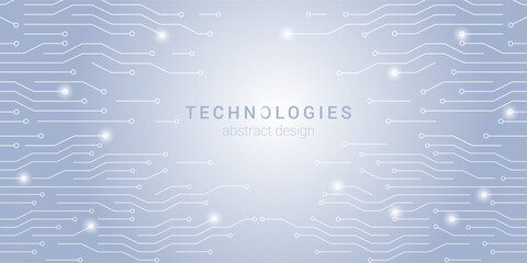 Digital tech light blue background with circuit board elements. Ideal for tech companies, data analytics, digital era topics. Versatile for web, presentations, ads