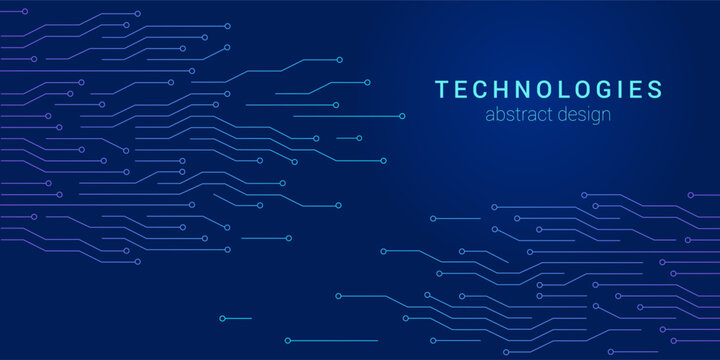 Digital tech blue background with circuit board elements. Ideal for tech companies, data analytics, digital era topics. Versatile for web, presentations, ads