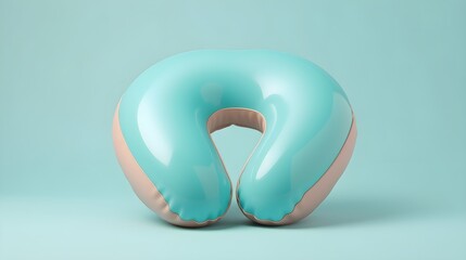 Inflatable neck pillow, isolated on neutral color background
