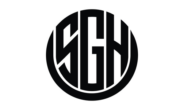 SGH shield in circle logo design vector template. lettermrk, wordmark, monogram symbol on white background.