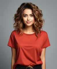 Fototapeta premium Generative ai illustration of woman wearing canvas shirt