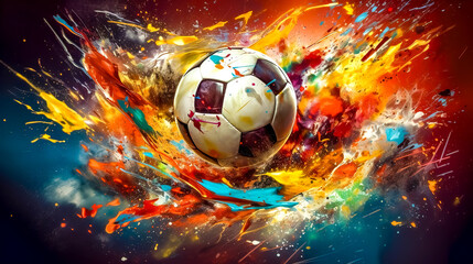 creative abstract image soccer sport, football ball, art watercolors colorful banner 