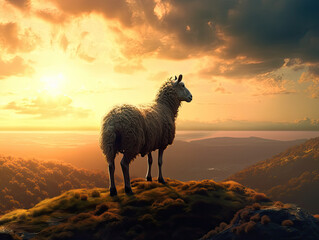 Majestic Sheep on a Hilltop