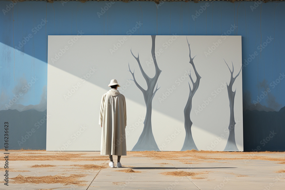 Poster a person's shadow cast onto a blank canvas, waiting to be filled with the colors and experiences tha