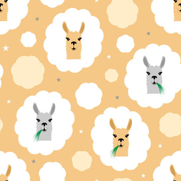Cute llamas surface pattern. Nursery digital paper