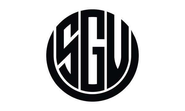 SGV shield in circle logo design vector template. lettermrk, wordmark, monogram symbol on white background.