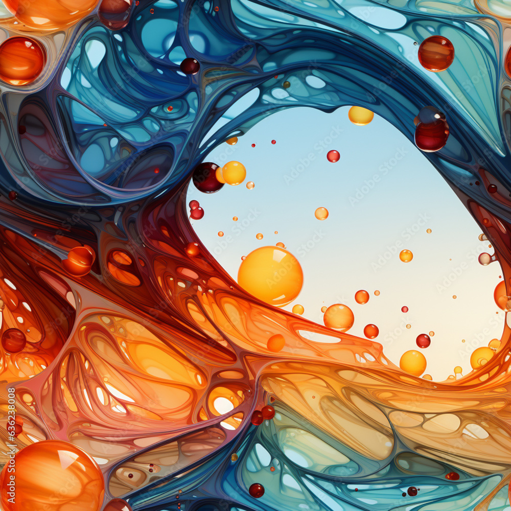 Aufkleber an abstract representation of gas molecules in motion, forming a colorful, dynamic pattern symbolizi