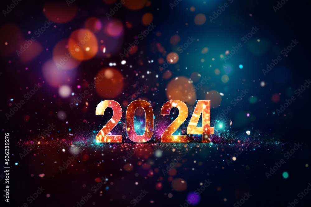 Poster numbers 2024. festive background or backdrop with copy space for text.