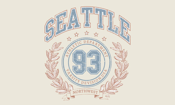 Vector artwork in varsity vintage style. Texture is removable.