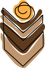 Continuous line drawing of delicious sliced cake or cheesecake. line art piece of sweet dessert. Vector illustration
