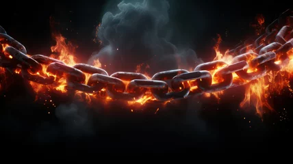 Foto op Plexiglas Big steel chain on fire created with Generative AI © mg photo