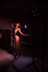 studio photo session, dark background, blurred background