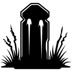 Tombstone silhouette for Halloween. Gravestone cemetery. Vector illustration