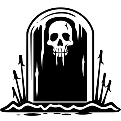 Tombstone silhouette for Halloween. Gravestone cemetery. Vector illustration
