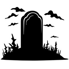 Tombstone silhouette for Halloween. Gravestone cemetery. Vector illustration