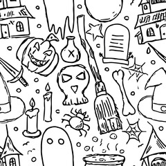 Halloween pattern. Doodle Halloween background